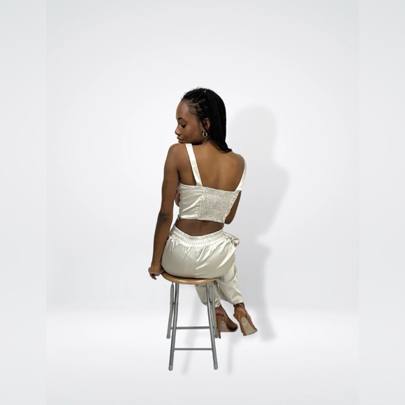 Cream Satin Top & Pants Set - Picture 6 of 7
